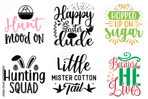Minimal Easter and Spring Typographic Emblems Bundle Vector Illustration for Packaging, Sticker, Announcement