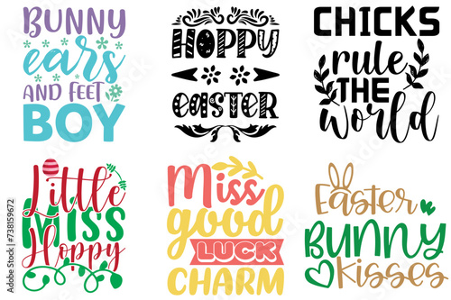 Minimalist Easter Day Labels And Badges Bundle Vector Illustration for Printing Press, Poster, Label