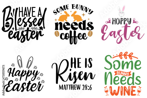 Creative Easter and Holiday Phrase Set Vector Illustration for Mug Design, Brochure, Presentation