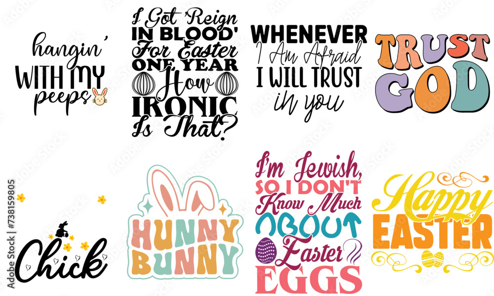 Elegant Easter and Holiday Quotes Collection Vector Illustration for Brochure, Mug Design, Magazine