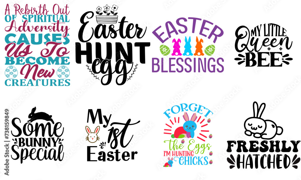 Elegant Easter Day Typographic Emblems Collection Vector Illustration for Presentation, Printing Press, Sticker