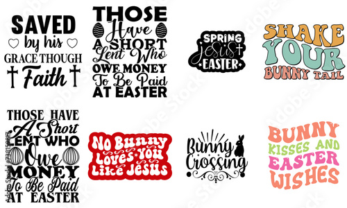 Creative Easter Day Inscription Collection Vector Illustration for Advertising, Decal, T-Shirt Design