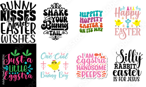 Creative Easter and Spring Labels And Badges Set Vector Illustration for Gift Card, Decal, Mug Design