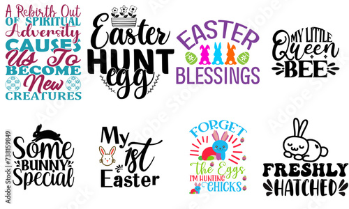 Elegant Easter Day Typographic Emblems Collection Vector Illustration for Presentation, Printing Press, Sticker