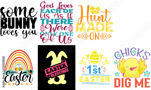 Cute Easter and Holiday Calligraphic Lettering Set Vector Illustration for Sticker  Advertisement  Banner