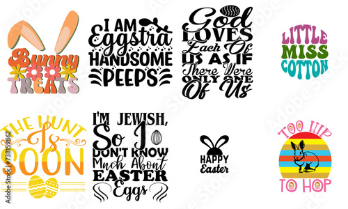 Simple Easter Sunday Typography Bundle Vector Illustration for Announcement, Sticker, Stationery