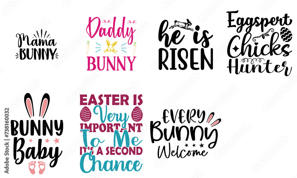 Vibrant Easter and Spring Calligraphic Lettering Set Vector Illustration for Packaging, Poster, Brochure