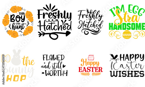 Fototapeta Naklejka Na Ścianę i Meble -  Cute Easter Day Hand Lettering Set Vector Illustration for Bookmark, Wrapping Paper, Announcement