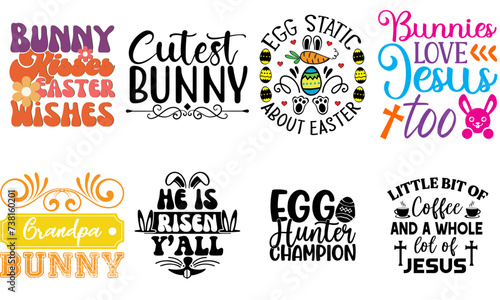 Colourful Easter Typographic Emblems Collection Vector Illustration for Sticker, Greeting Card, Vouchers