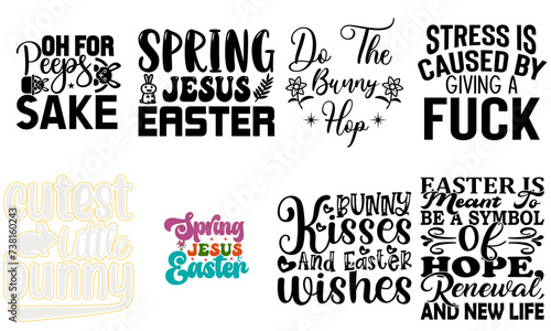 Decorative Easter Sunday Trendy Retro Style Illustration Set Vector Illustration for Gift Card, Brochure, Poster