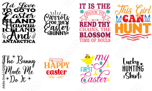 Classic Easter Typographic Emblems Set Vector Illustration for Sticker, Flyer, Book Cover