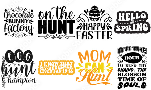 Vibrant Easter and Spring Hand Lettering Collection Vector Illustration for Motion Graphics, Social Media Post, Printing Press