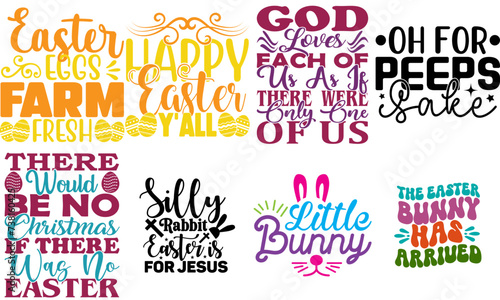 Modern Easter Sunday Quotes Bundle Vector Illustration for Postcard, Label, Stationery