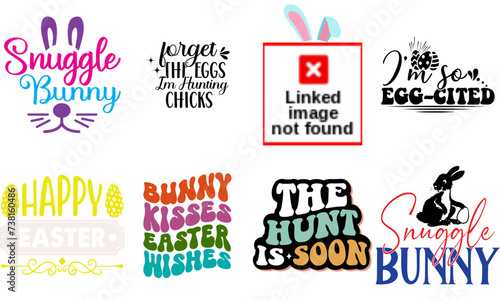 Simple Easter Day Typographic Emblems Set Vector Illustration for Label, Banner, Gift Card