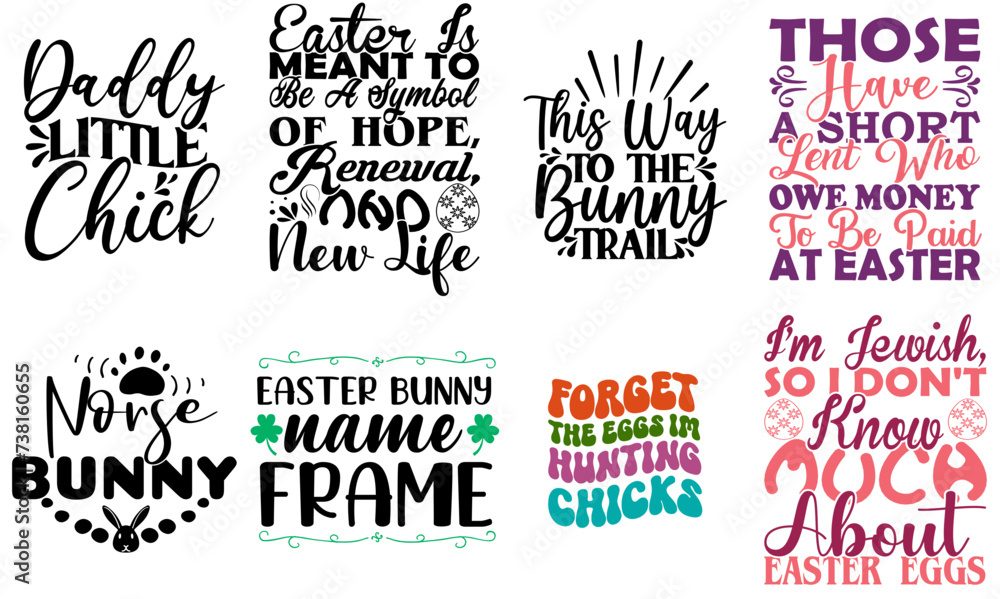 Obraz premium Vibrant Easter Hand Lettering Collection Vector Illustration for Sticker, Gift Card, T-Shirt Design