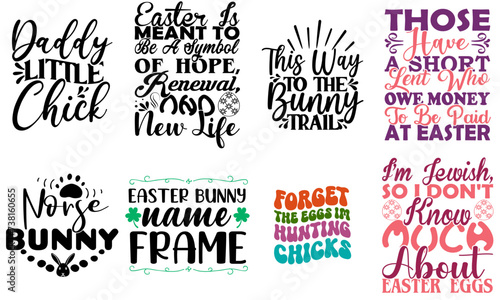 Vibrant Easter Hand Lettering Collection Vector Illustration for Sticker, Gift Card, T-Shirt Design