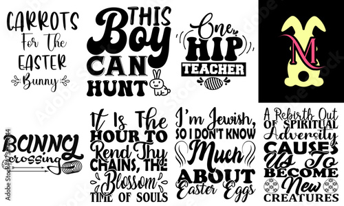 Minimalist Easter Inscription Bundle Vector Illustration for Banner, T-Shirt Design, Announcement