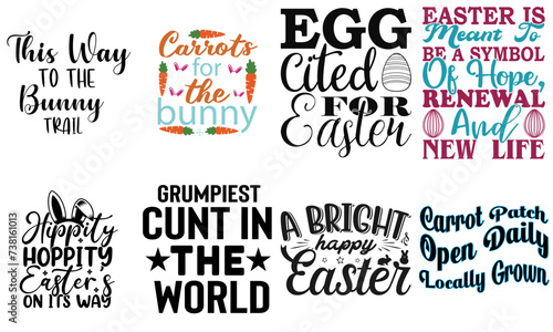 Minimalist Easter and Holiday Typographic Emblems Collection Vector Illustration for Flyer, Icon, Social Media Post
