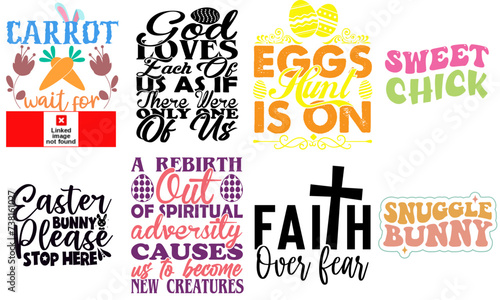 Minimal Easter and Holiday Typography Collection Vector Illustration for Banner, T-Shirt Design, Social Media Post