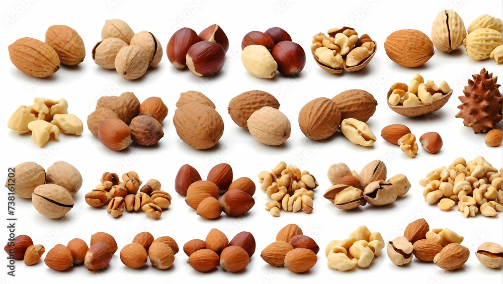 Various nuts on a white background Various nuts on a white background