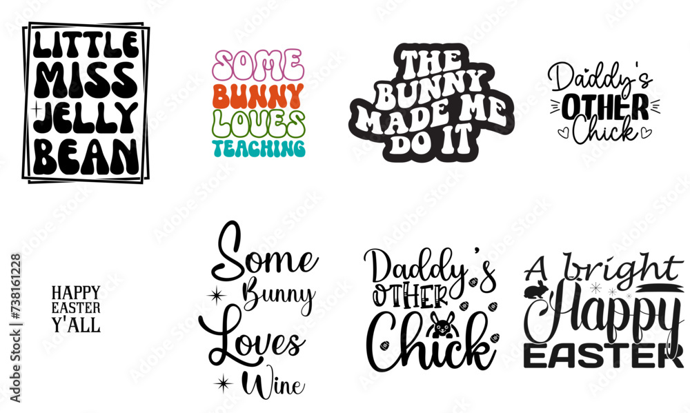 Vibrant Easter and Holiday Typography Bundle Vector Illustration for Wrapping Paper, Mug Design, Book Cover Vibrant Easter and Holiday Typography Bundle Vector Illustration for Wrapping Paper, Mug Design, Book Cover