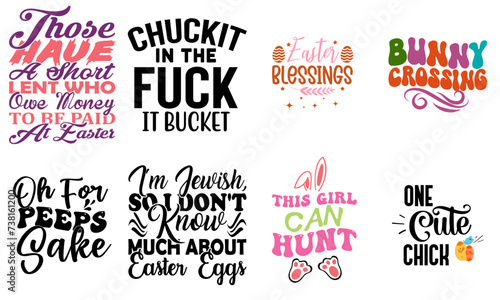 Elegant Easter Day Calligraphic Lettering Bundle Vector Illustration for Postcard, Gift Card, Packaging