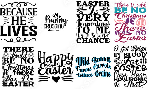 Decorative Easter Day Inscription Collection Vector Illustration for Sticker, Stationery, Greeting Card