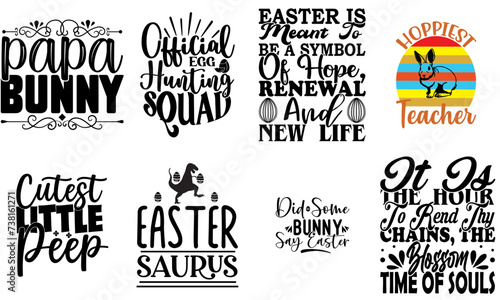 Simple Easter Sunday Trendy Retro Style Illustration Collection Vector Illustration for Advertising, Gift Card, Stationery