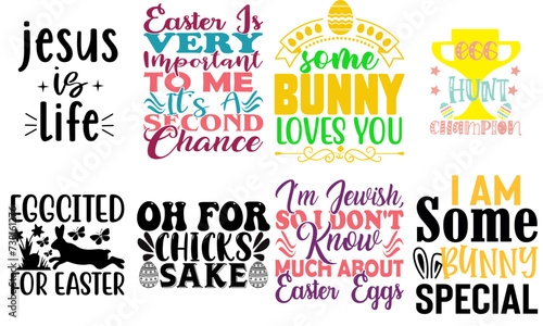 Minimalist Easter and Holiday Calligraphic Lettering Set Vector Illustration for Holiday Cards, Advertising, Stationery