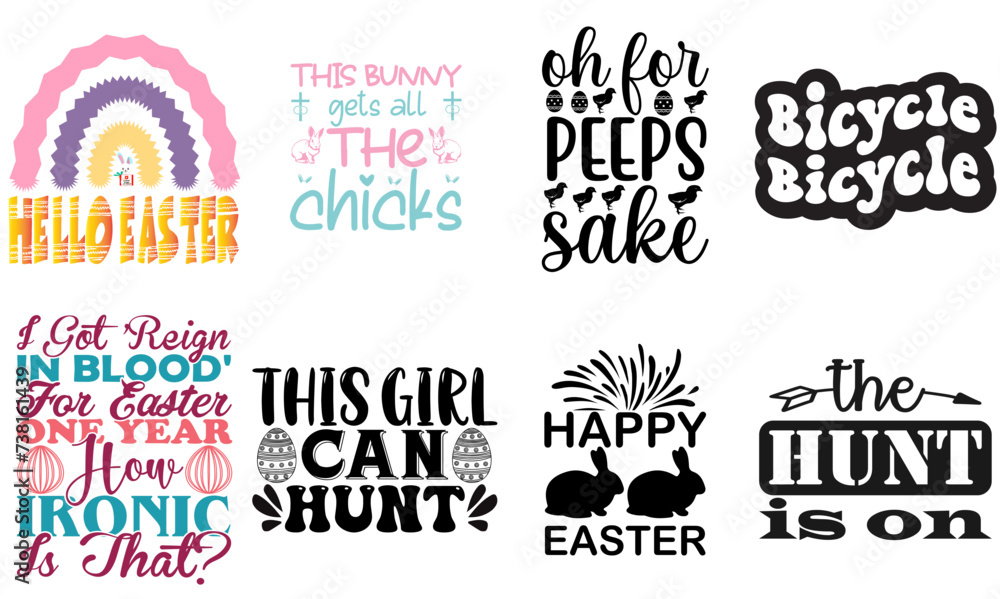 Fototapeta premium Elegant Easter Day Trendy Retro Style Illustration Collection Vector Illustration for Label, Greeting Card, Advertisement