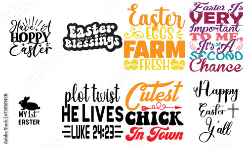 Vibrant Easter and Holiday Hand Lettering Bundle Vector Illustration for Book Cover, Presentation, Gift Card