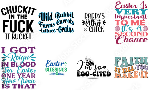 Vibrant Easter Sunday Trendy Retro Style Illustration Set Vector Illustration for Logo, Book Cover, Icon