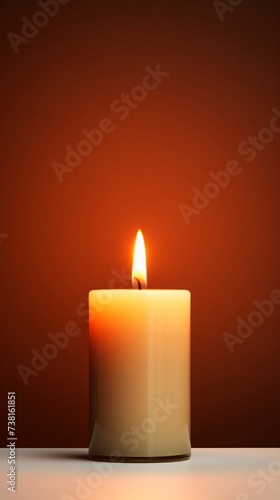 burning candle on black background