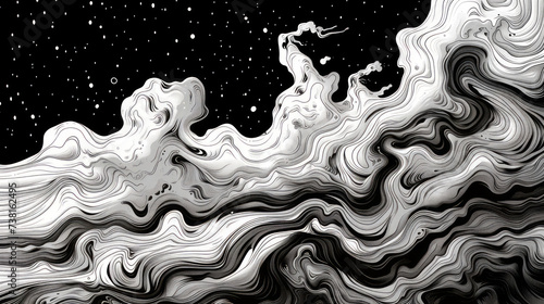 flat black and white brain coral texture print