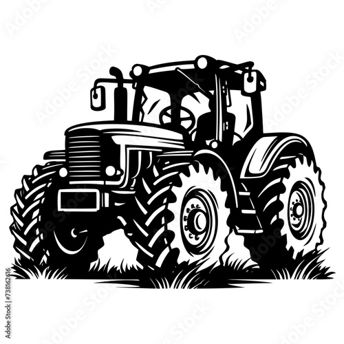 Vintage tractor hand drawn sketch in doodle style illustration
