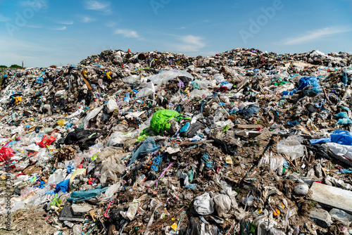 Garbage pile in trash dump or landfill. Environmental pollution