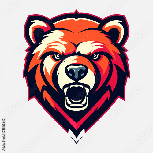 orange bear mascot logo design