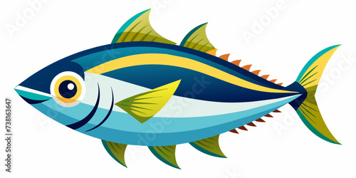 A vector illustration of a solitary yellowfin tuna