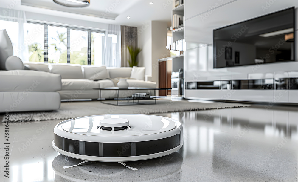 Automated cleaning with a smart robot vacuum cleaner.