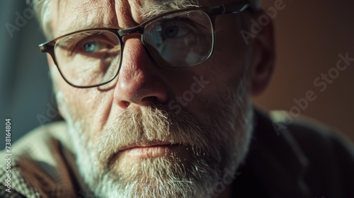 A middleaged man with a pensive expression grappling with the challenges of memory loss.