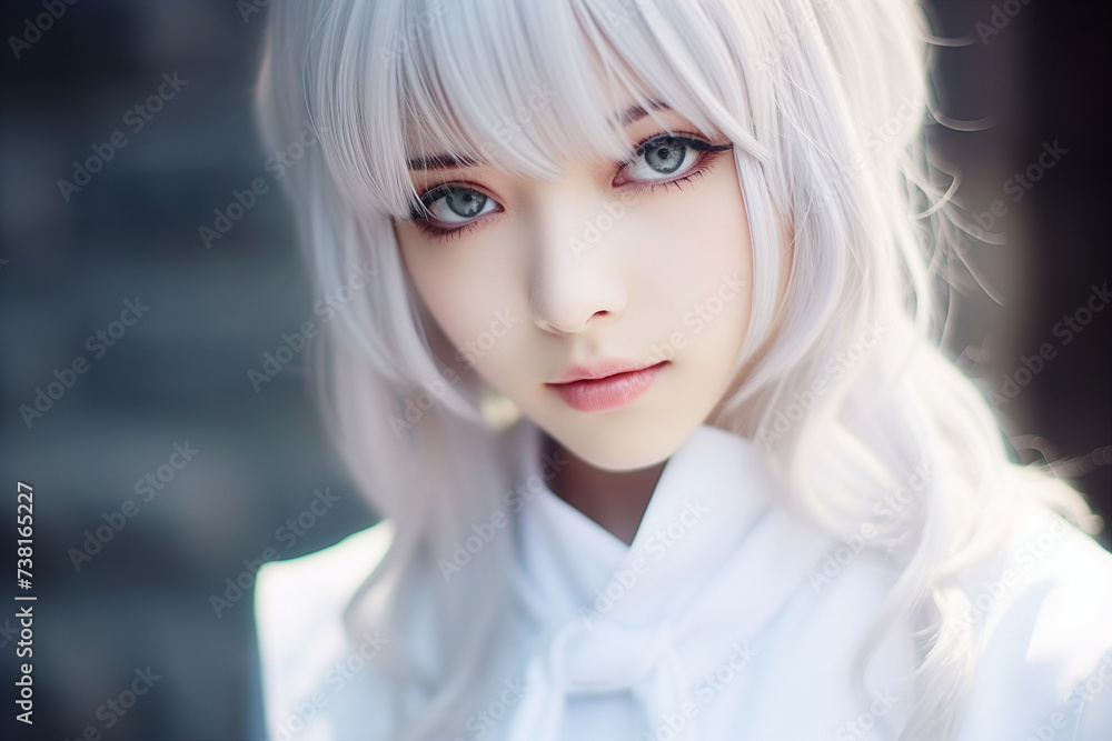 Digital generative ai collage of beautiful chinese girl cosplay anime personage for otaku festival Digital generative ai collage of beautiful chinese girl cosplay anime personage for otaku festival