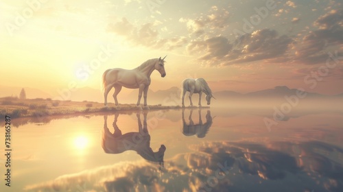 Litecoin unicorns in a serene landscape © Shutter2U