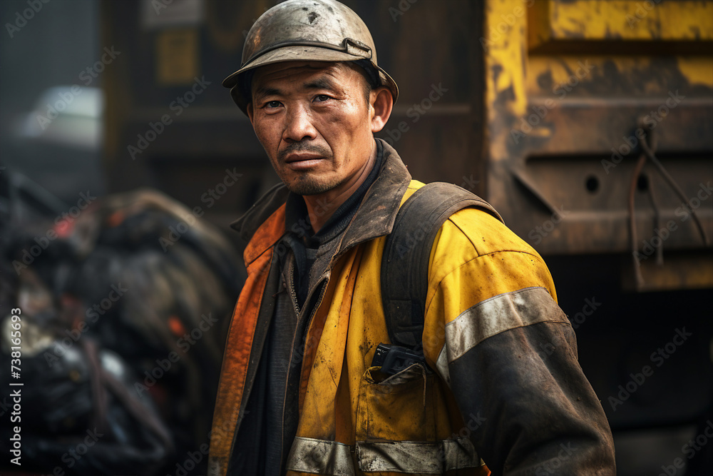 Generative AI picture of garbage removal service in work recycling clean city concept Generative AI picture of garbage removal service in work recycling clean city concept