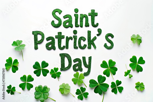Cheerful card with four-leaf clovers and text "Saint Patrick´s Day"