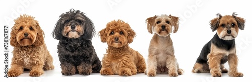Group of Dogs on White Background 