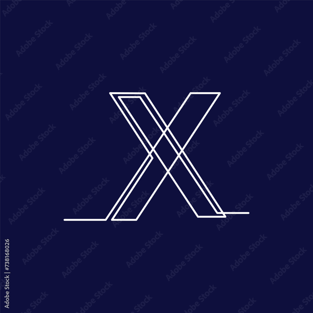 Continuous one-line letter logo X font. Hand-drawn alphabet, line art letters for calligraphic typography. Decorative linear lettering vector sont, creative letter line illustration Continuous one-line letter logo X font. Hand-drawn alphabet, line art letters for calligraphic typography. Decorative linear lettering vector sont, creative letter line illustration