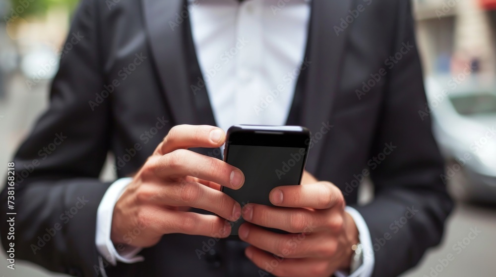 closeup of men's hands with smartphone, businessman closeup of men's hands with smartphone, businessman