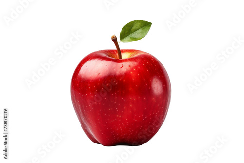 Green Leaf Atop an Apple. An apple featuring a green leaf resting harmoniously on its top.