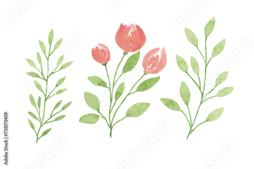 abstract watercolor flowers, leaves illustration set - green leaf branches collection for wedding, greetings, stationary, wallpapers, fashion, background. olive, green leaves, Eucalyptus etc.