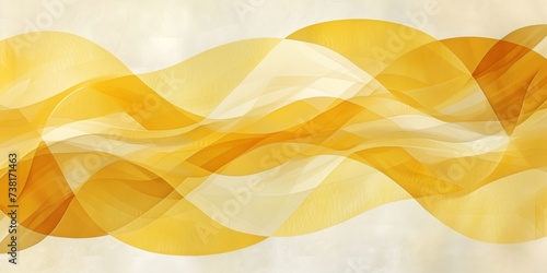 Banner watercolor yellow wave fractal line geometry abstract background illustration